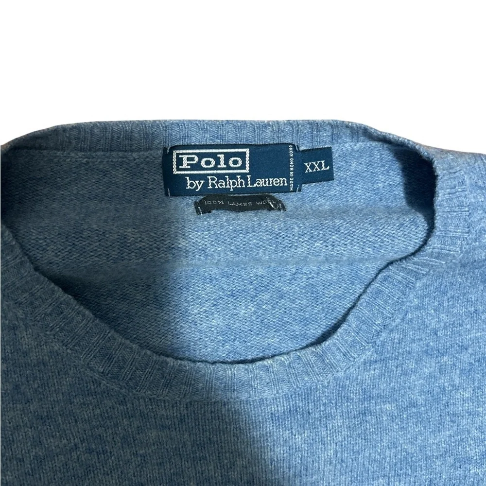 Polo Ralph Lauren Lambswool Sweater XXL Blue Crewneck Classic Pony Logo Men